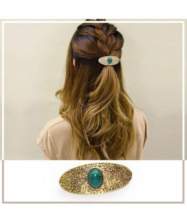 CORGIMHZ Vintage Gem Hair Barrettes - 4 Pack Classic Carved French Hair Clips for Women & Girls | Retro Metal Hairpins Spring Barrette Accessories - Buy Online on GoSupps.com