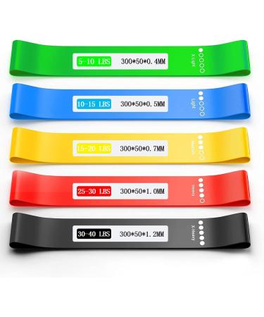 Resistance Bands for Exercise Exercise Bands with 5 Different Resistance Levels Elastic Exercise Bands for Training Resistance Workout Bands for Gym Fitness Yoga Mini Loop Tension Bands Black Red Yellow Blue Green Natural Rubber - Buy Online on GoSupps.com