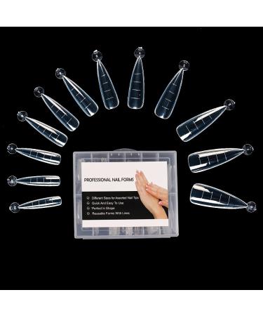 BNG Dual Nail Forms For Gel Builder 120 Pcs Stiletto Dual Forms Professional Polymer Gel Nails Extension Mold Full Cover Acrylic Nail Molds Quick Building Mold B