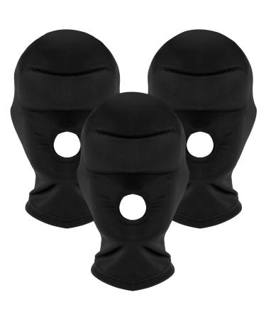 3 Pcs Full Cover Zentai Hood Mask Mouth Hole Comfortable Elastic Face Mask Eye Thick Sponge Cushion Black