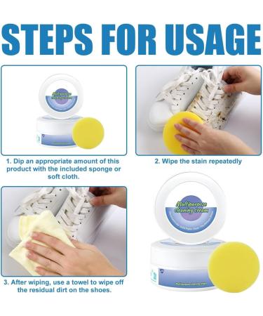 2023 New Multi-Functional Cleaning and Stain Removal Cream All-Purpose Rinse-Free Cleaning Cream 260g White Shoe Cleaner Decontaminate Solid Paste for Shoes Clothes Sofa (2 PCS) - Buy Online on GoSupps.com