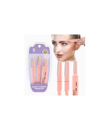 Dermaplane Razor for Women Face Professional Dermaplaning Tool Facial Razor Peach Fuzz and Hair Removal Home Skin Care Tool 3 Eyebrow Razors (3 Pack)
