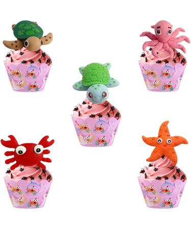 Sea Cake Toppers Set - Under the Sea Birthday Decorations for Kids' Ocean Theme Party - Buy Online on GoSupps.com