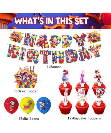 30 PCS The Amazing Digital Circus Birthday Party Decoration Kit-Theme Party Favors Included Happy Birthday Banner Cupcake&Cake Toppers Balloons for Room Decoration C Style - Buy Online on GoSupps.com