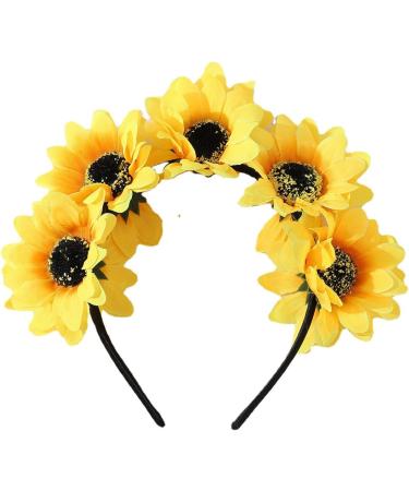 Yellow Headband Flower Wreath Women Girls Beach Wedding Travel Carnival Party Headpiece Headband with Sunflowers Flowers Hair Band Headpiece Flowers Hair Band Sunflowers Headband - Buy Online on GoSupps.com