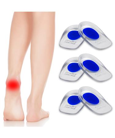 NewPop 3 pair of heel spur inserts gel heel shells silicone professional heel pillow inserts heel cushion for shoes orthopedic jet in all of all-of-the-be plantar fasciitis Achilles pain (l) l (40-45)