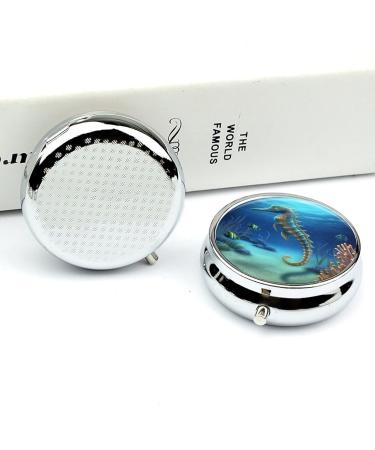 Portable 3 Compartment Pill Box with Seahorse Design - Travel-Friendly Medicine Organizer for Purse & Pocket - Buy Online on GoSupps.com