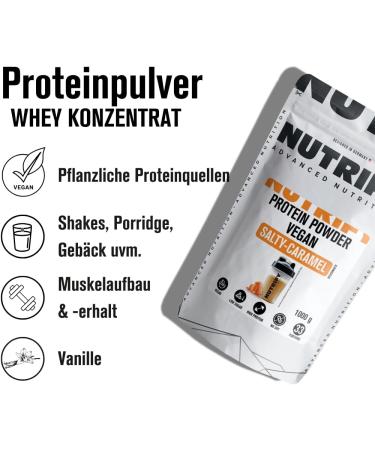  Nutrify NUTRIFY Vegan Protein Powder Salty Caramel 23g of protein vegan protein powder made from rice peas and yeast muscle building and dietetic creamy and soluble  - Buy Online on GoSupps.com