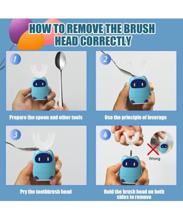 Kids U-Shaped Ultrasonic Electric Toothbrush with 2 Heads | 3 Modes, Smart Timers | Best Gift for Ages 2-12 | Robot-Blue - Buy Online on GoSupps.com