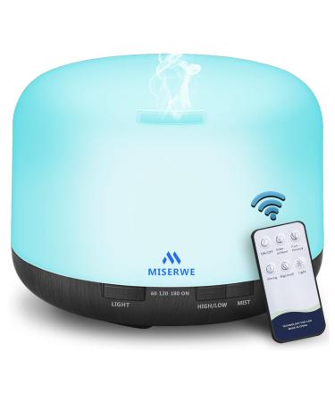 Miserwe 500ML Essential Oil Diffuser Adjustable Mist Mode and Waterless Auto Shut-Off with Wireless Remote 7 LED Light Colors for Office Home Bedroom Living Room Black - Buy Online on GoSupps.com
