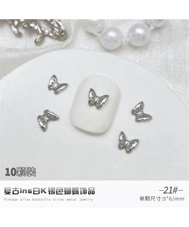 10Pcs 3D Butterfly Nail For Nails Alloy Butterfly Nail Decoration Alloy Nail Butterfly Nail Manicure Accessories Manicure Accessories Silver - Buy Online on GoSupps.com