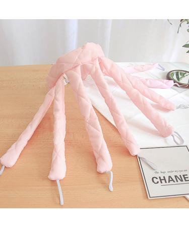 Heatless Curling Rod Headband - Pink Silky Lazy Wavy Hair Set | DIY Hair Styling Tool with 4 Clips for Long Hair - Buy Online on GoSupps.com
