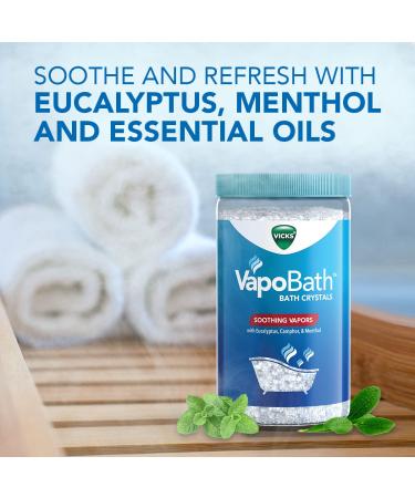 Vicks VapoBath Bath Salts - 15 OZ | Aromatherapy with Eucalyptus and Menthol Scent - Buy Online on GoSupps.com