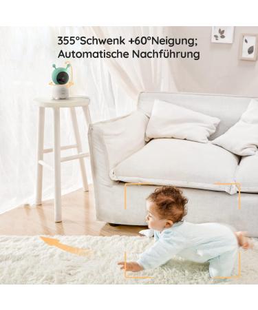 Boifun 2K Baby Monitor with Camera - 360 WLAN Video Night Light Movement Tracking & Noise Detection - 2024 Model - Buy Online on GoSupps.com