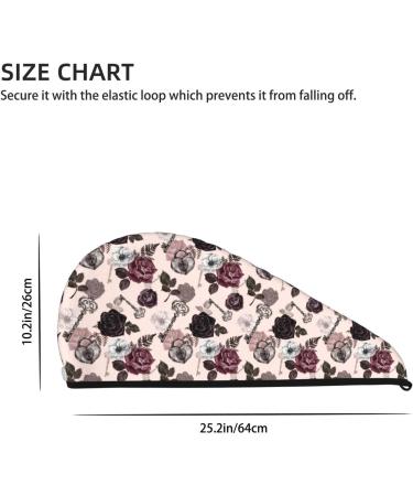 Hair Towel Wrap - Quick Drying Towel Turban for Effortless Style | Retro Red Black Roses Design - Buy Online on GoSupps.com