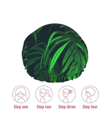 Tropical Jungle Plant Printed Waterproof Shower Cap for Women - Fits All Head Sizes & Hair Textures - Buy Online on GoSupps.com