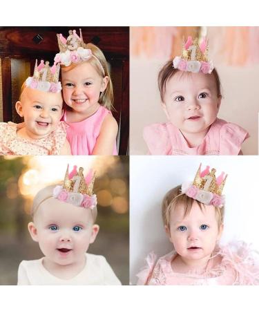 Festival Birthday Party Lace Letter Flower Crown Headband DIY Rose Gift Children Girls Hair Accessories (Pink and White Flower "1") - Buy Online on GoSupps.com