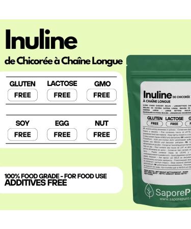 SaporePuro INULIN powder 50 g - LONG CHAIN - Prebiotic plant fiber derived from chicory roots - High performance inulin powder for fat replacement - Buy Online on GoSupps.com