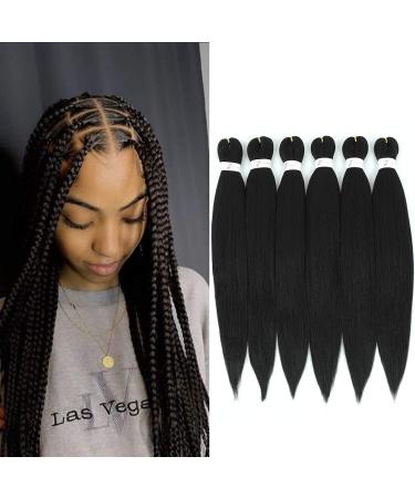 Pre-stretched Braiding Hair 26 inch 6 Packs Professional Synthetic Fiber Crochet EZ Braids Yaki Texture Braiding Hair Extensions 26 Inch (Pack of 6) 1B