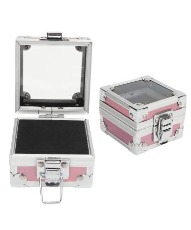 Nail Drill Bit Holder Safe Storage Container 25 Holes Dustproof Stand Display Organizer Container Manicure Tools Aluminum Alloy Portable Nail Grinding Head Box for Beauty Salon Nail Artist (Pink)