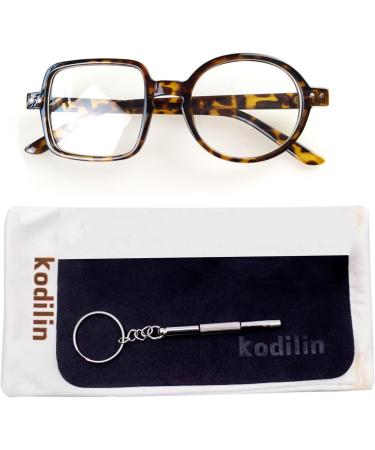 Kodilin Round Square Reading Glasses for Men & Women | Anti-Blue Light Spring Hinge 1.0-3.5 Strength | Ideal for Computers & Gaming - Buy Online on GoSupps.com