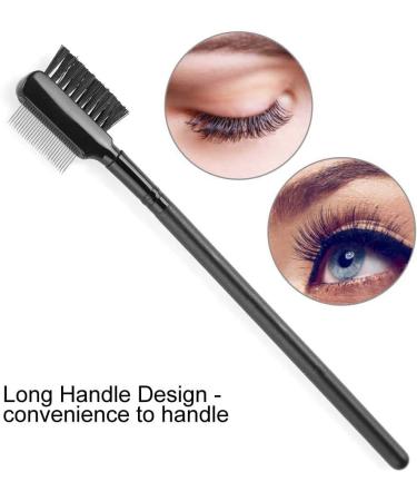 Eyebrow Extension Comb Double Head Eyelash Eyebrow Brush Comb Stainless Steel Comb Needle Wood Long Handle - Buy Online on GoSupps.com