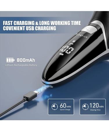 ROAMAN Men's Electric Razor - Rechargeable Corded/Cordless Shaver with Pop-up Trimmer - Wet Dry IPX7 Waterproof - Wall Adapter - Black - Buy Online on GoSupps.com