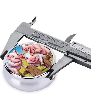 Funny Cute Pig Round Pill Box - 3 Compartment Mini Travel Organizer for Vitamins & Medications - Portable Decorative Pocket Case - Buy Online on GoSupps.com