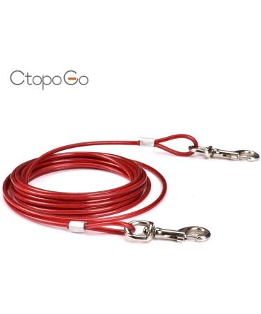 CTOPOGO Heavy Duty Dog Tie Out Cables - 10FT 16FT 33FT for Dogs Up to 125 lbs - Durable Pet Lead for Small & Medium Dogs - 10m Red - Buy Online on GoSupps.com