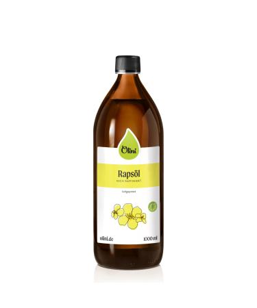 Olini rapeseed oil 1 L glass bottle - cold -pressed unaffected untreated - fresh guarantee - directly from the manufacturer from oil mill - rich in unsaturated fatty acids - vitamin E - vegan - gluten -free 1000 ml