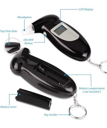 OFZVEOB Portable Digital LED Display Breathalyzer - Police Accurate Alcohol Tester with Keychain and 10 Mouthpieces - Buy Online on GoSupps.com