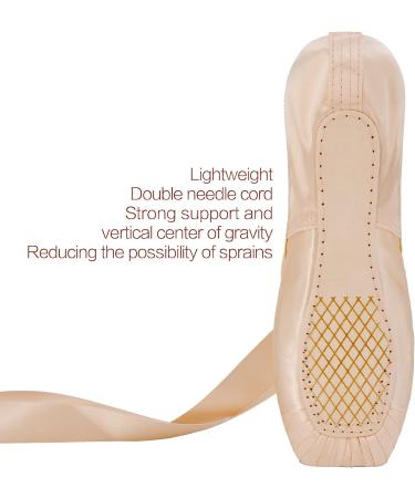 IJONDA Adult Ballet Pointe Shoes with Toe Pads & Mesh Bag - Size 7 Pink - Buy Online on GoSupps.com