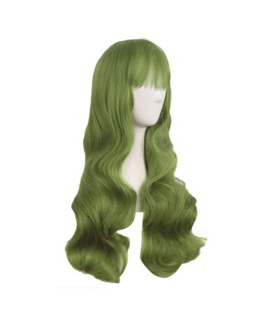 MapofBeauty 28 Beautiful Special Color Air Bangs Long Wavy Curly Lolita Cosplay Wig - Light Sea Green - Buy Online on GoSupps.com