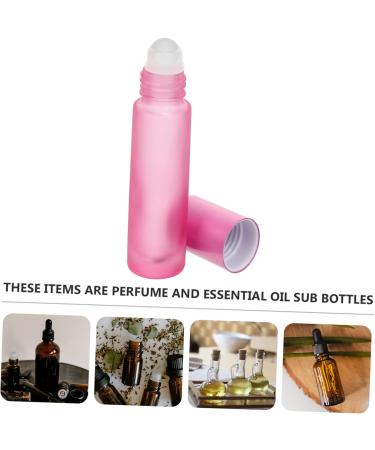 Fomiyes 10-Pack Frosted Roll Bottles for Essential Oils & Perfume | Empty High White Glass Phiole | 8.5x1.8cm Pink Roller Ball Bottles - Buy Online on GoSupps.com