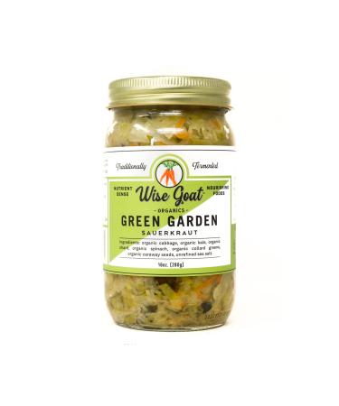 Raw Organic Sauerkraut, "Green Garden" Variety, 16 Oz Glass Jar