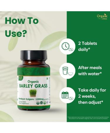 ORGANIC SPREE Alfalfa, Barley Grass & Tulsi Supplement 120 Tablets Each USDA Organic Medicago Sativa, Hordeum Vulgare & Holy Basil* - Buy Online on GoSupps.com