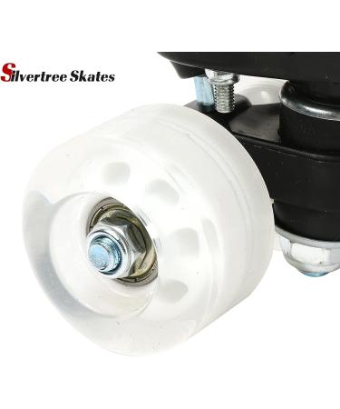 Silvertree Women's PU Leather High-top Roller Skates - Blue Flash Wheel, Size Women's 9 / Men's 7.5 with Carry Bag - Buy Online on GoSupps.com