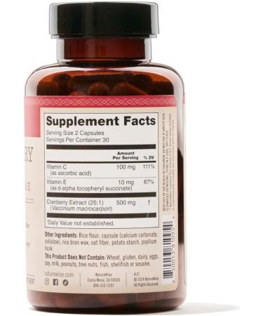 NatureWise Cranberry Extract Pills 12 500mg - Vegan Urinary Tract & Immune Support with Vitamin C & E - Sugar-Free Non-GMO - 60 Capsules - Buy Online on GoSupps.com