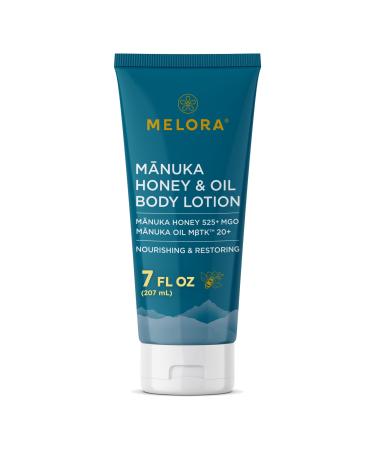 MELORA Manuka Honey Body Lotion (7oz) Moisturizing Lotion with Soothing Manuka Honey & Oil for Dry Very Dry Sensitive or Aging Skin Manuka Honey Cream Moisturizer for Women & Men