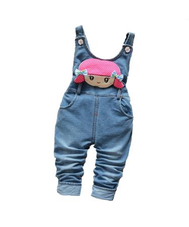 KIDSCOOL SPACE Baby Denim Overalls 3D Cute Cartoon Knitted Jean Dungarees 6-12 Months Blue-2156