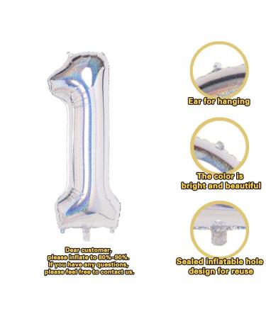 Laser Silver Number 1 Foil Balloon - 40 Inch Birthday Party Decoration Supplies - Buy Online on GoSupps.com