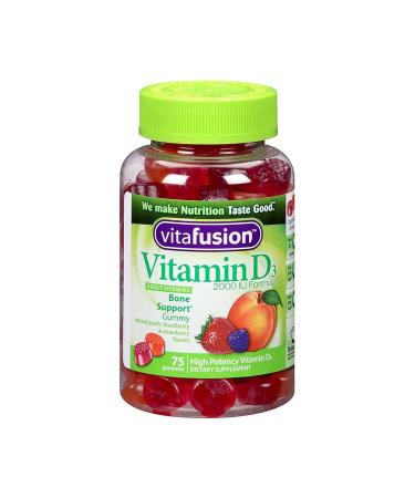 VitaFusion Vitamin D3 Natural Peach Blackberry & Strawberry Flavors 2000 IU 75 Gummies