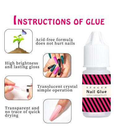 300PCS Colorful Fake Acrylic Nail Tips Kit with Nail Glue - Coffin & Stiletto False Nails Set for Professional Nail Art - Brown Blue Shades with Clipper and Buffer - Buy Online on GoSupps.com