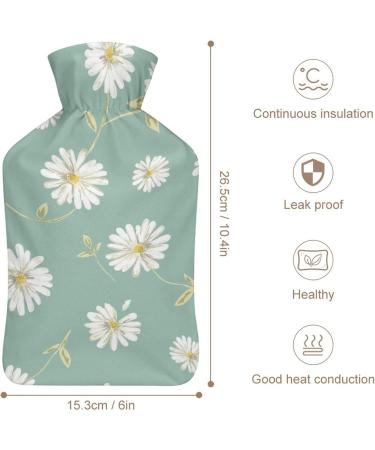 White Flower Plush Hot Water Bottle with Cover - Hand Warmer for Adults & Children | 26.5x15.3cm - International Shipping Available - Buy Online on GoSupps.com