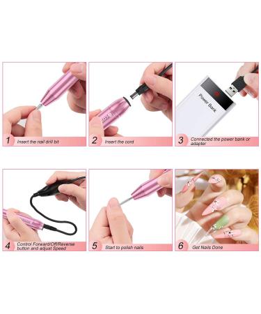 COSITTE Electric Nail Drill - Portable USB Electric Nail File for Manicure & Pedicure in Pink - Buy Online on GoSupps.com