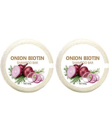 2PCS Onion Shampoo Bar 60g Onion Biotin Shampoo Bar Solid Shampoo with Onion and Biotin with Rosemary Natural for Men and Women