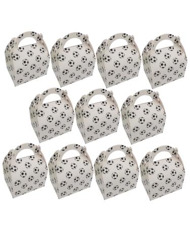 HOMSFOU 50pcs Boxes Soccer Party Cake Boxes Soccer Party Favor Bags Wedding Candy Boxes Sports Party Favor Boxes Clear Treat Boxes Soccer Ball Paper Candy Boxes Gift Snack Bag White 1 count (Pack of 1) White