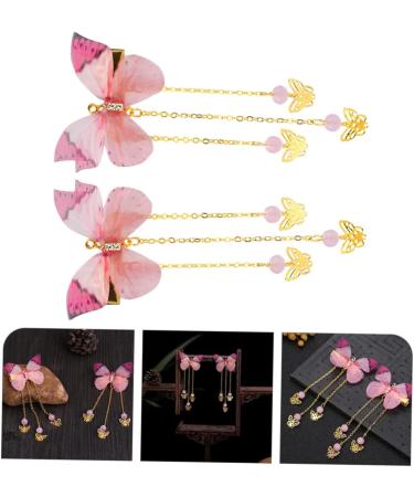 Beavorty 2 Pairs hanfu butterfly headdress kids kimono hair accessories hairpin with tassel hair barrettes tassel hair clips hanfu hair clip metallic hair clips alloy decorate girl child - Buy Online on GoSupps.com