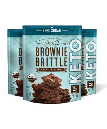 Brownie Brittle Sheila G's Keto Chip Low Carb Healthy Sweet Thin Brownie Cookie Snack Chocolate, 2.25 Ounce (Pack of 3) Keto Chocolate Chip