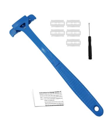 Maseyivi back hair cutter for men back hair for men - manual body hair cutter back razor |Fast trimming portable hair removal tools with an extra -long handle for blue